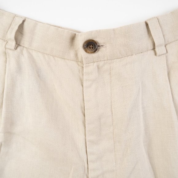 BROOKS BROTHERS 346 100% Linen tan pleated shorts size 38, fit like 36 - Picture 4 of 10